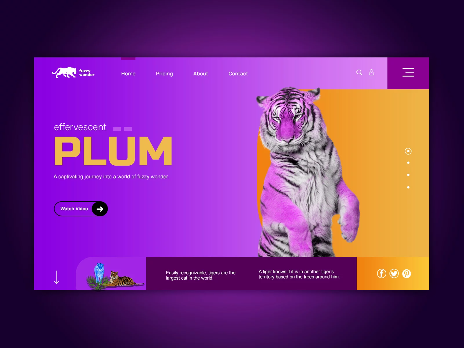purple tiger website design concept