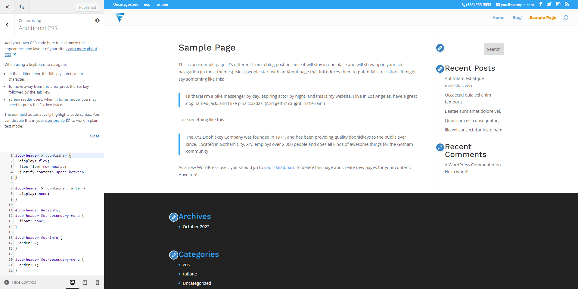 Swap Secondary Header Element Positions in WordPress Divi Theme Using Custom CSS Flexbox Styling